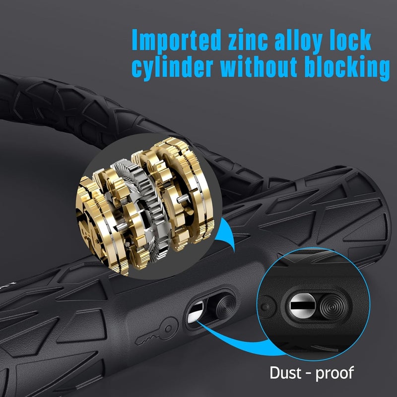 Alshaay Heavy Duty Bike U Lock - Super Strong 12 Ton Shear, 20mm U Shape Lock Anti-Theft Silicone Covered Electric Scooter Lock Keyhole with Sliding Cover 4ft Steel Cable with Mounting Bracket and 3 Keys(S) - Image 3